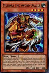 This is an image for the product Mudora the Sword Oracle that has a rarity of Super Rare in the Essential Selection 02 with a card code of ES02-AE028 that is available on the TEKKX Product website.