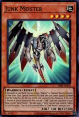 This is an image for the product Junk Meister that has a rarity of Super Rare in the Essential Selection 02 with a card code of ES02-AE038 that is available on the TEKKX Product website.
