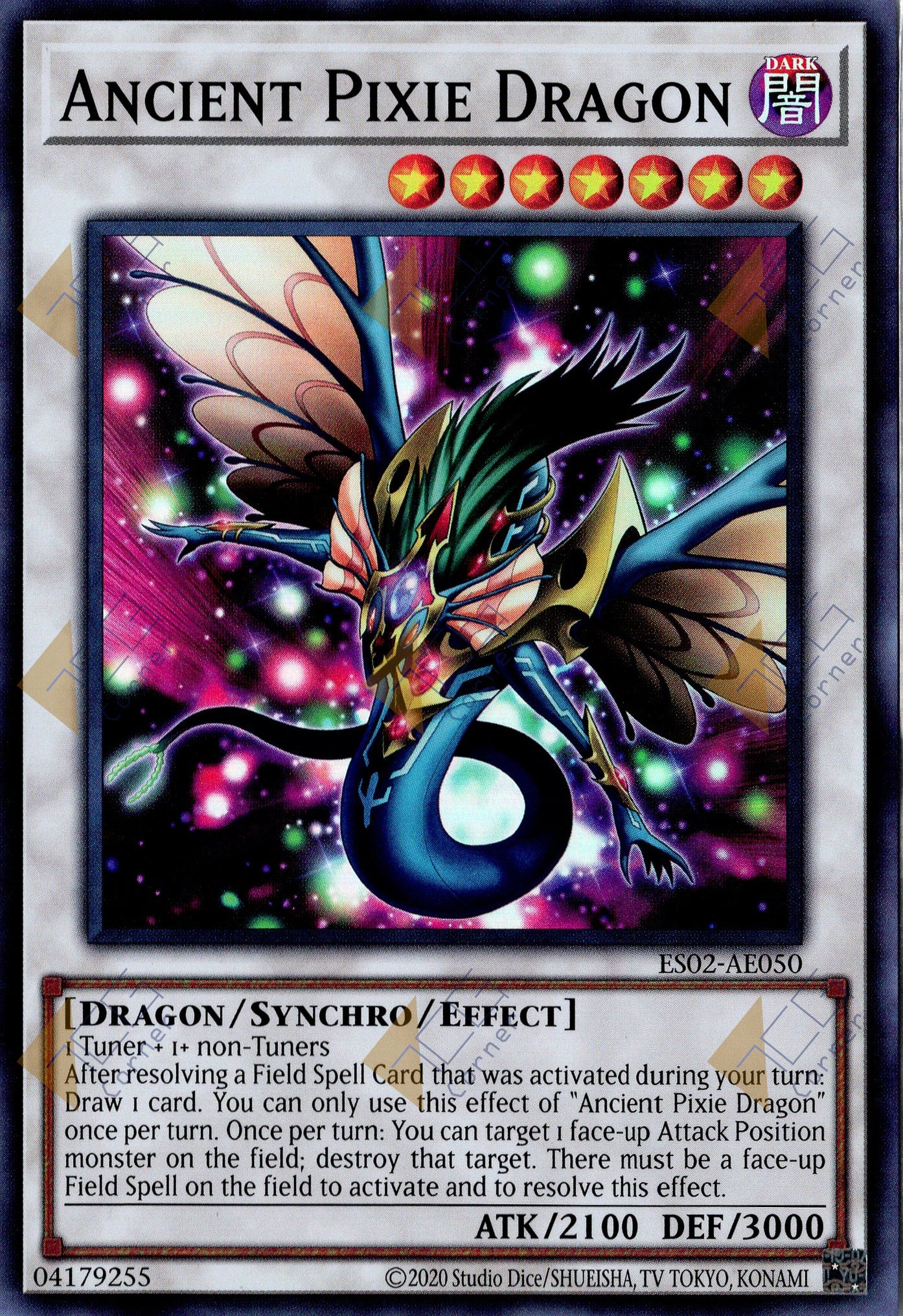 This is an image for the product Ancient Pixie Dragon that has a rarity of Super Rare in the Essential Selection 02 with a card code of ES02-AE050 that is available on the TEKKX Product website.