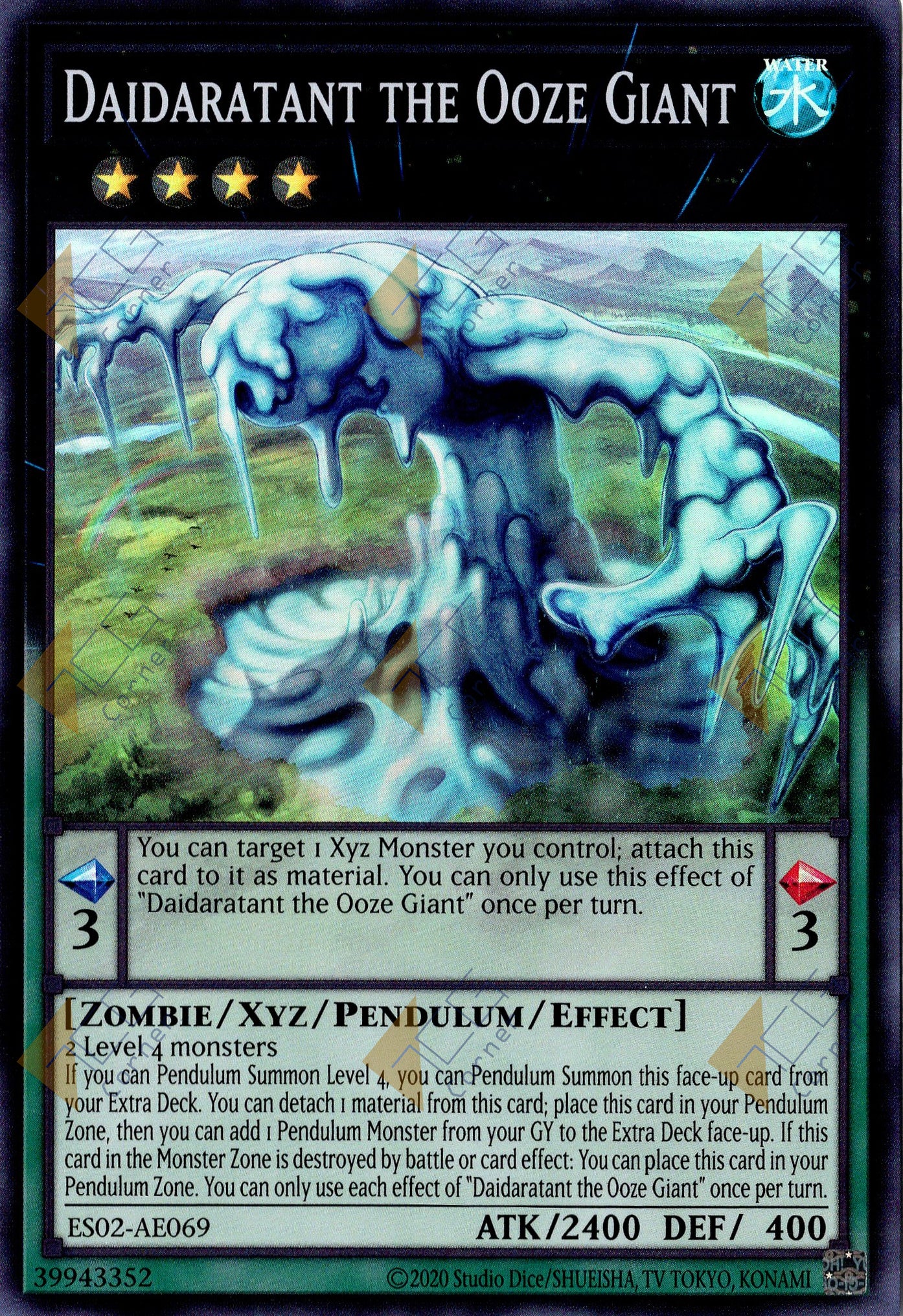 This is an image for the product Daidaratant the Ooze Giant that has a rarity of Super Rare in the Essential Selection 02 with a card code of ES02-AE069 that is available on the TEKKX Product website.