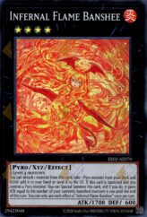 This is an image for the product Infernal Flame Banshee that has a rarity of Super Rare in the Essential Selection 02 with a card code of ES02-AE070 that is available on the TEKKX Product website.