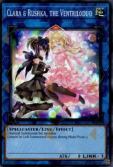 This is an image for the product Clara & Rushka, the Ventriloduo that has a rarity of Super Rare in the Essential Selection 02 with a card code of ES02-AE072 that is available on the TEKKX Product website.