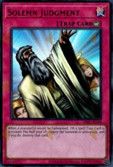 This is an image for the product Solemn Judgment that has a rarity of Ultra Rare in the Essential Selection 02 with a card code of ES02-AE108 that is available on the TEKKX Product website.