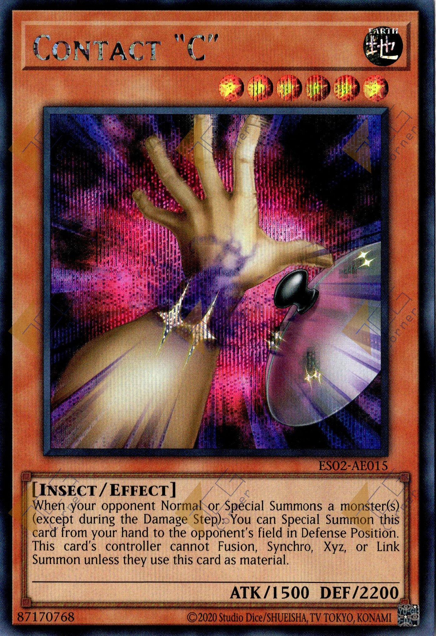 This is an image for the product Contact "C" that has a rarity of Secret Rare in the Essential Selection 02 with a card code of ES02-AE015 that is available on the TEKKX Product website.