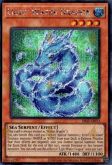 This is an image for the product Light Water Dragon that has a rarity of Secret Rare in the Essential Selection 02 with a card code of ES02-AE033 that is available on the TEKKX Product website.