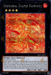 This is an image for the product Infernal Flame Banshee that has a rarity of Secret Rare in the Essential Selection 02 with a card code of ES02-AE070 that is available on the TEKKX Product website.