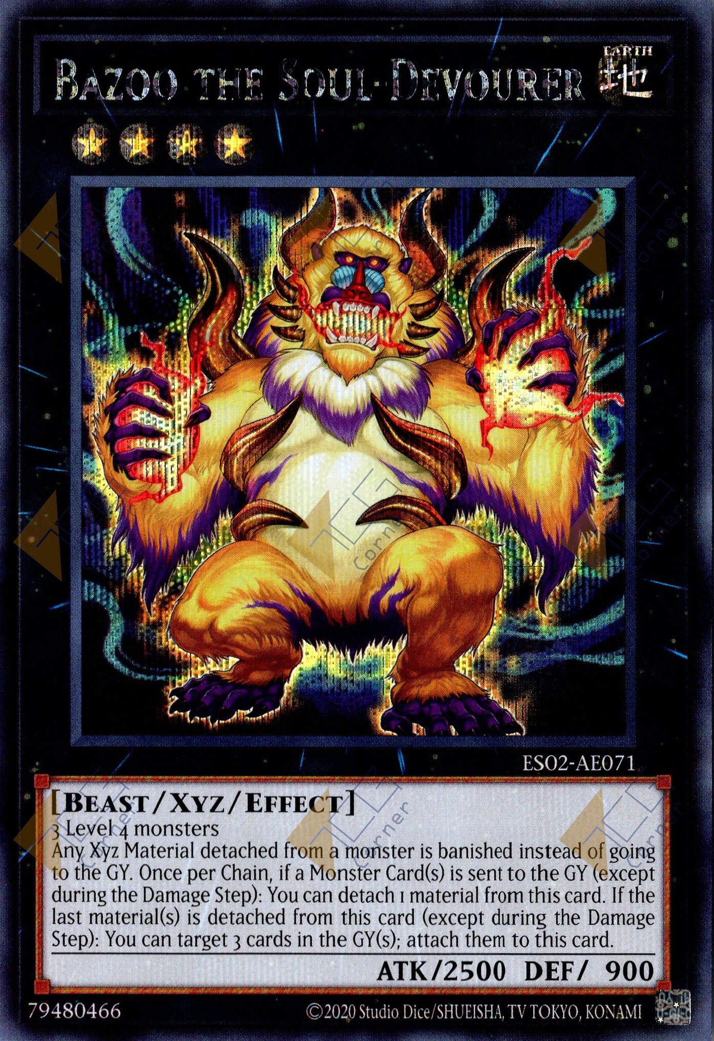 This is an image for the product Bazoo the Soul-Devourer that has a rarity of Secret Rare in the Essential Selection 02 with a card code of ES02-AE071 that is available on the TEKKX Product website.